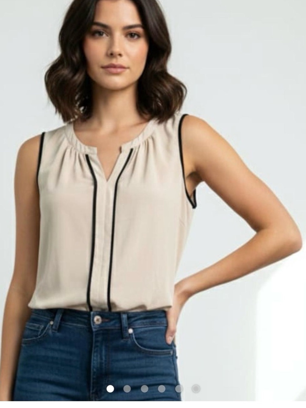 Calvin Klein Sleeveless white  Pintuck Trim Women's Top small nwt